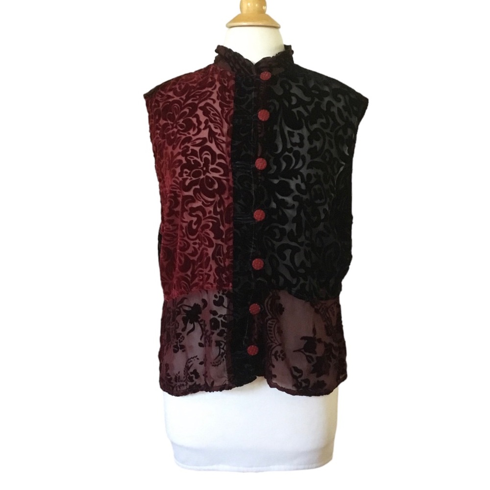 Vintage URU Kristine St. Rrik Velvet Sheer Sleeveless Blouse